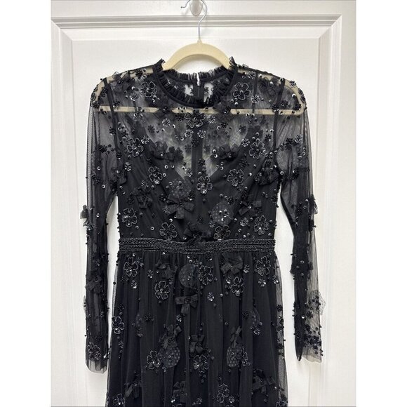 Mac Duggal Size 2 Black 9140 Sequin Beaded Long Sleeve Cocktail Party Dress New - Picture 5 of 10